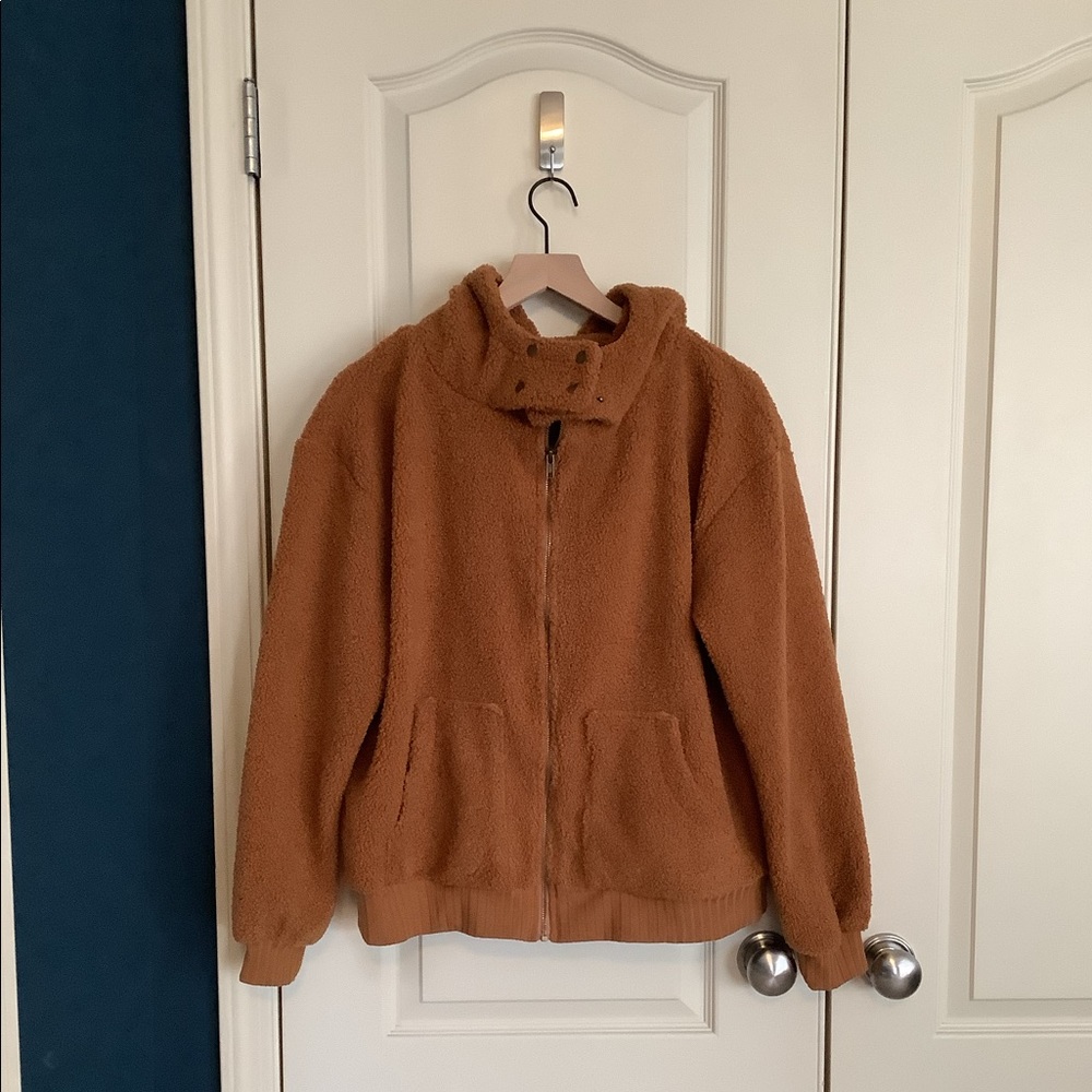 Anthropologie Porridge Sherpa Hoodie Jacket Size L